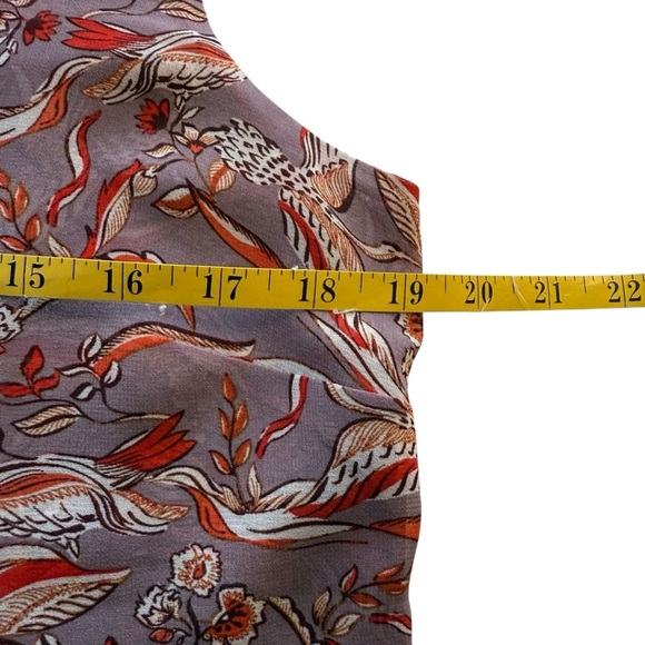 CAbi Good Luck Blouse Ribbon Crane V Neck Sleeveless Bird Print Womens Medium M - Picture 8 of 11